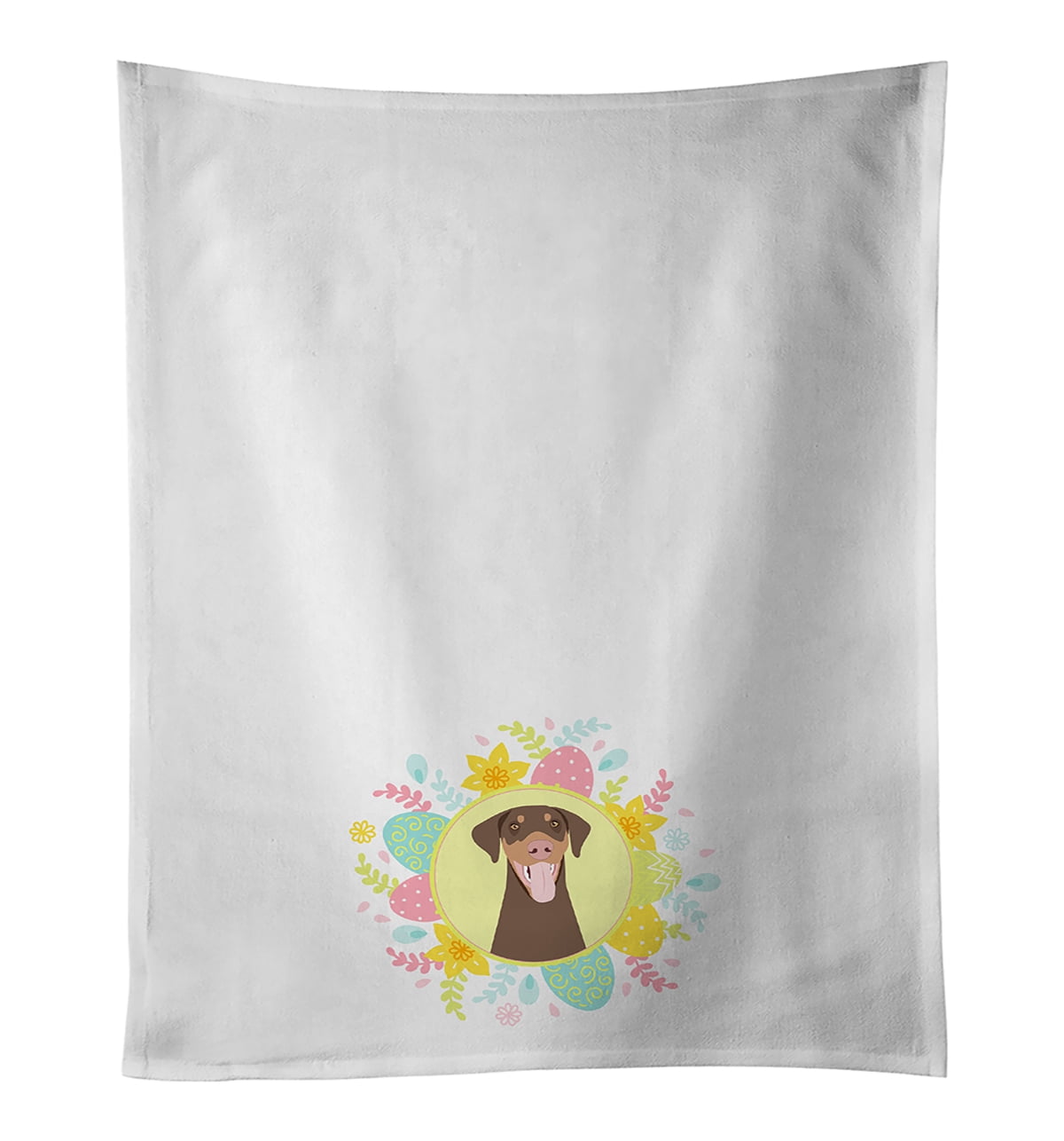 Doberman Pinscher Red and Rust Natural Ears #1 Easter White Kitchen Towel Set of 2 19 in x 28 in