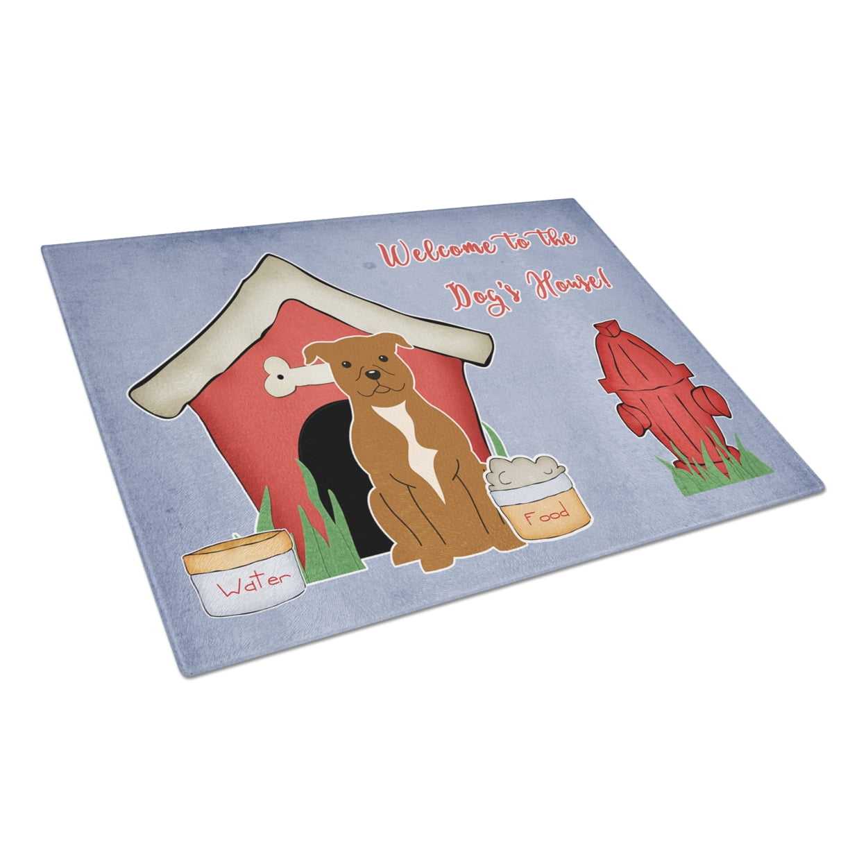 Dog House Collection Staffordshire Bull Terrier Brown Glass Cutting Board Large