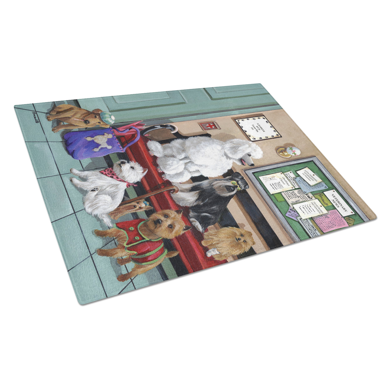 Dogs Vet Visit Glass Cutting Board Large PPP3196LCB