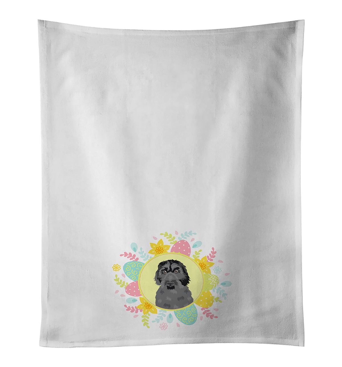 Doodle Black #3 Easter White Kitchen Towel Set of 2 19 in x 28 in