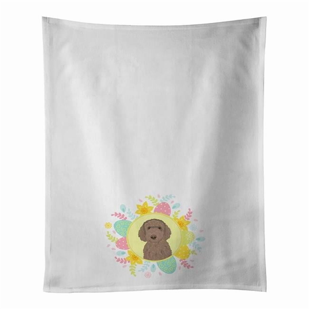 Doodle Chocolate #2 Easter White Kitchen Towel Set of 2 19 in x 28 in