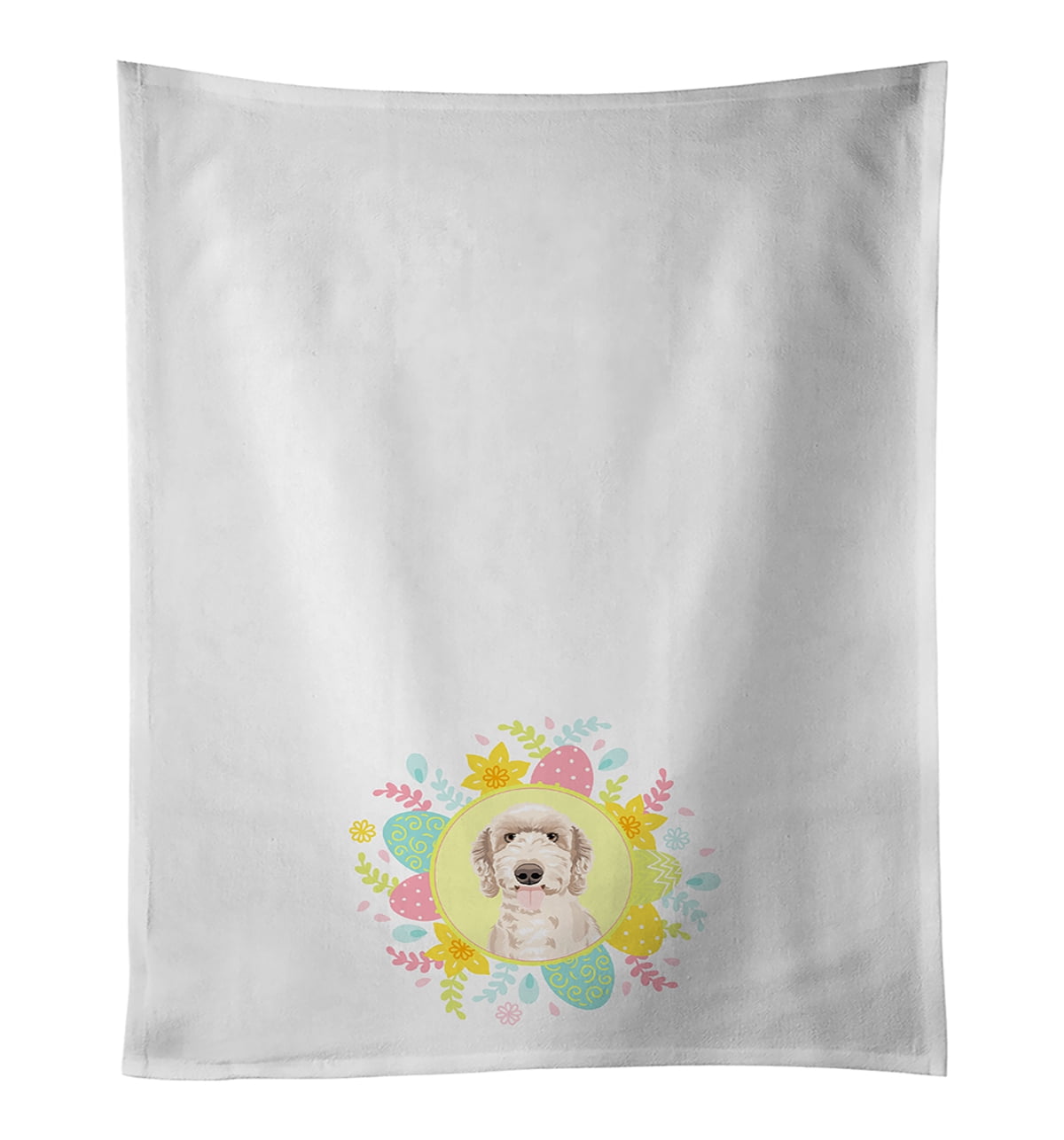 Doodle Fawn #5 Easter White Kitchen Towel Set of 2 19 in x 28 in