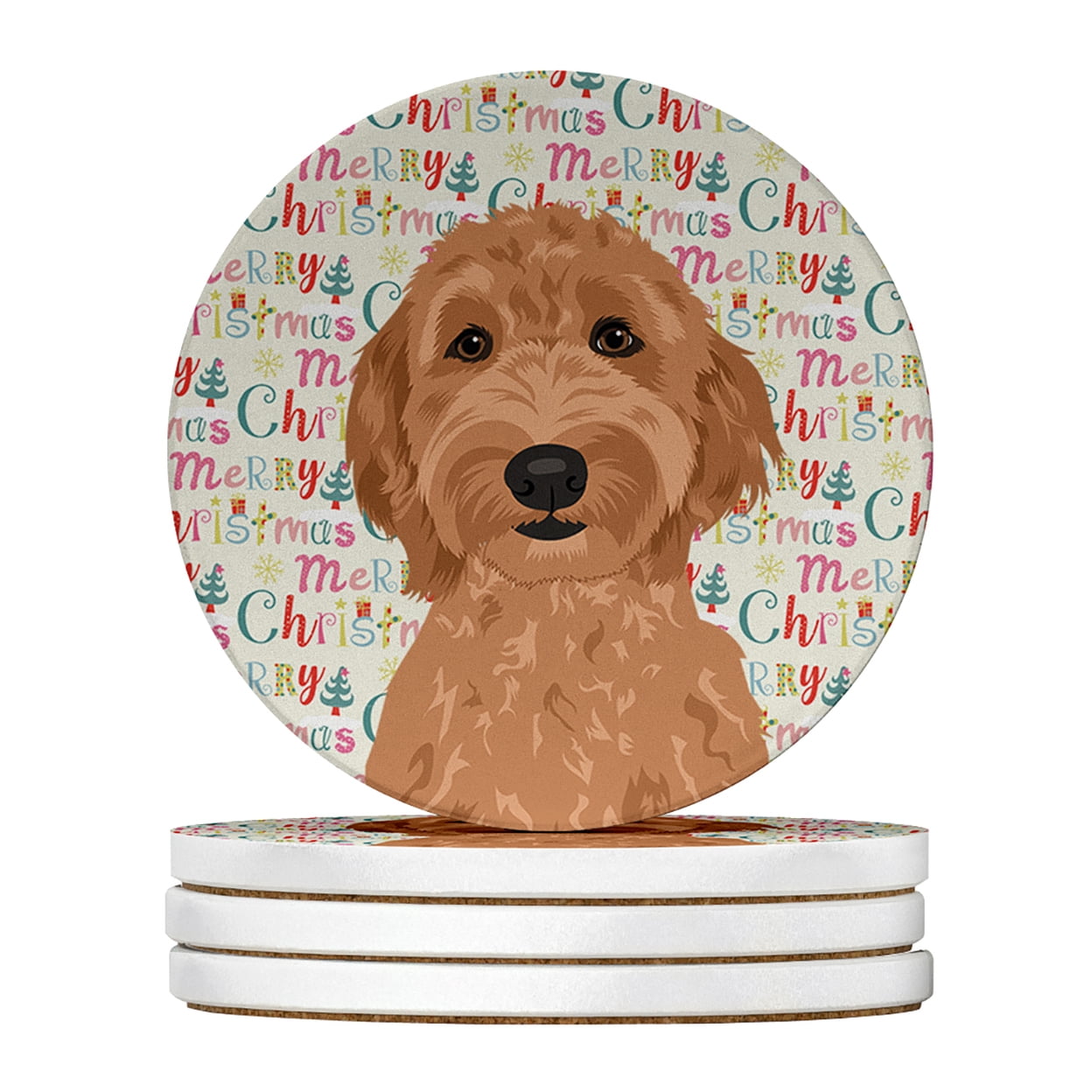 Doodle Liver #3 Christmas Large Sandstone Coasters Pack of 4 4 in x 4 in