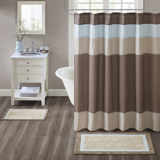 MAYEERTY 100% Medium Pile Cotton Tufted Bath Rug, Blue, 27"W x 45"L