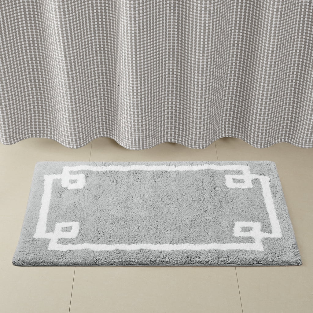MAYEERTY 100% Medium Pile Cotton Tufted Bath Rug, Grey, 24"W x 40"L