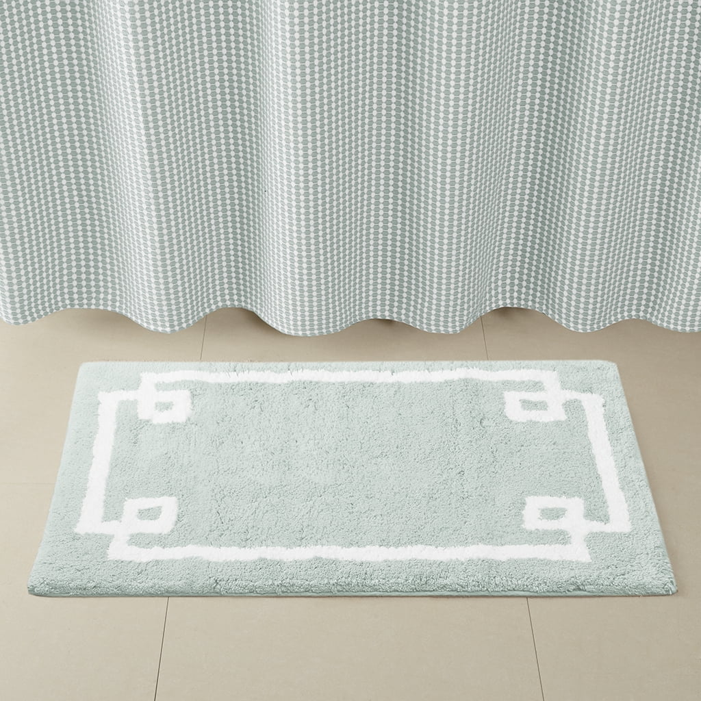 MAYEERTY 100% Medium Pile Cotton Tufted Bath Rug, Seafoam, 24"W x 40"L