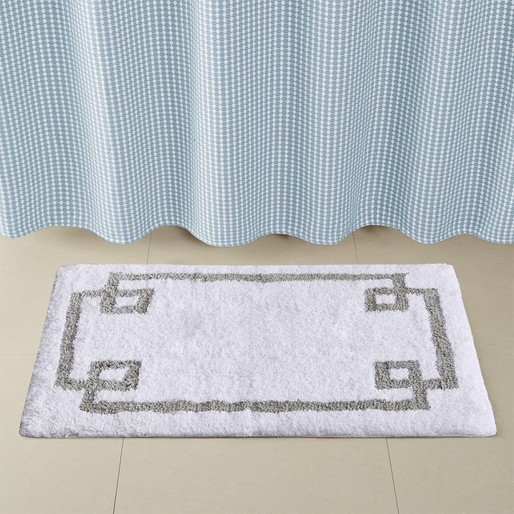 MAYEERTY 100% Medium Pile Cotton Tufted Bath Rug, White, 20"W x 30"L