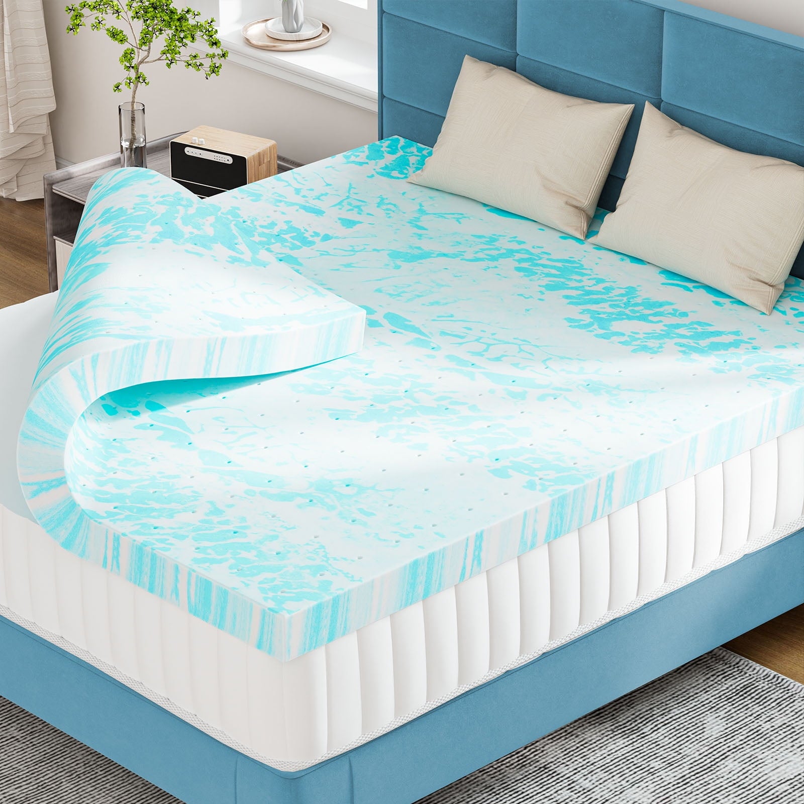 MAYEERTY 2" Memory Foam Mattress Non-Slip Bottom Portable Camping Mattress Guest Bed