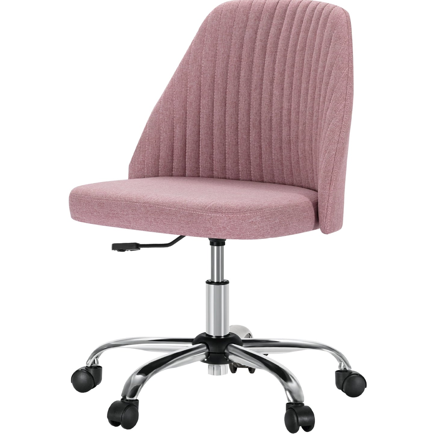 MAYEERTY Armless Office Desk Chair Height Adjustable ,Mid Back Accent Chair,Pink