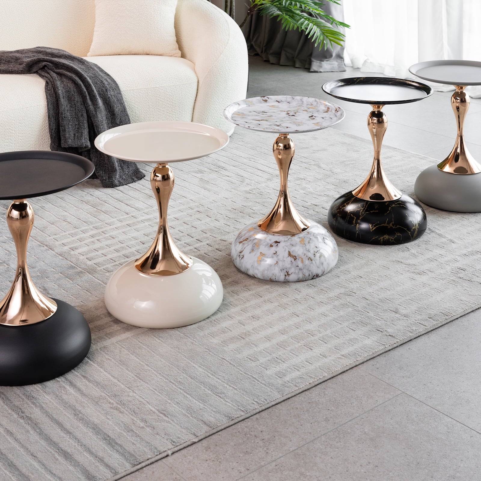 MAYEERTY Mermaid Tail End Coffee Table Round Side Table, Modern Metal Pedestal Table, Minimalist Accent Table for Small Spaces, Drink Martini Table Decoration