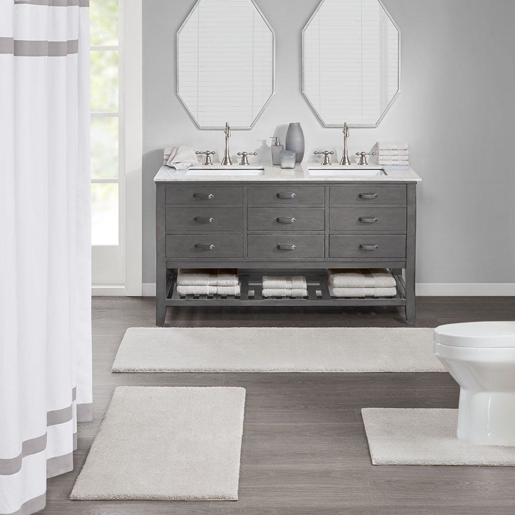 MAYEERTY Soft Polyester Bath Runner Rug, 20" x 24", Taupe