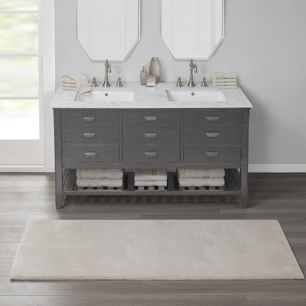 MAYEERTY Soft Polyester Bath Runner Rug, 20" x 30", Taupe