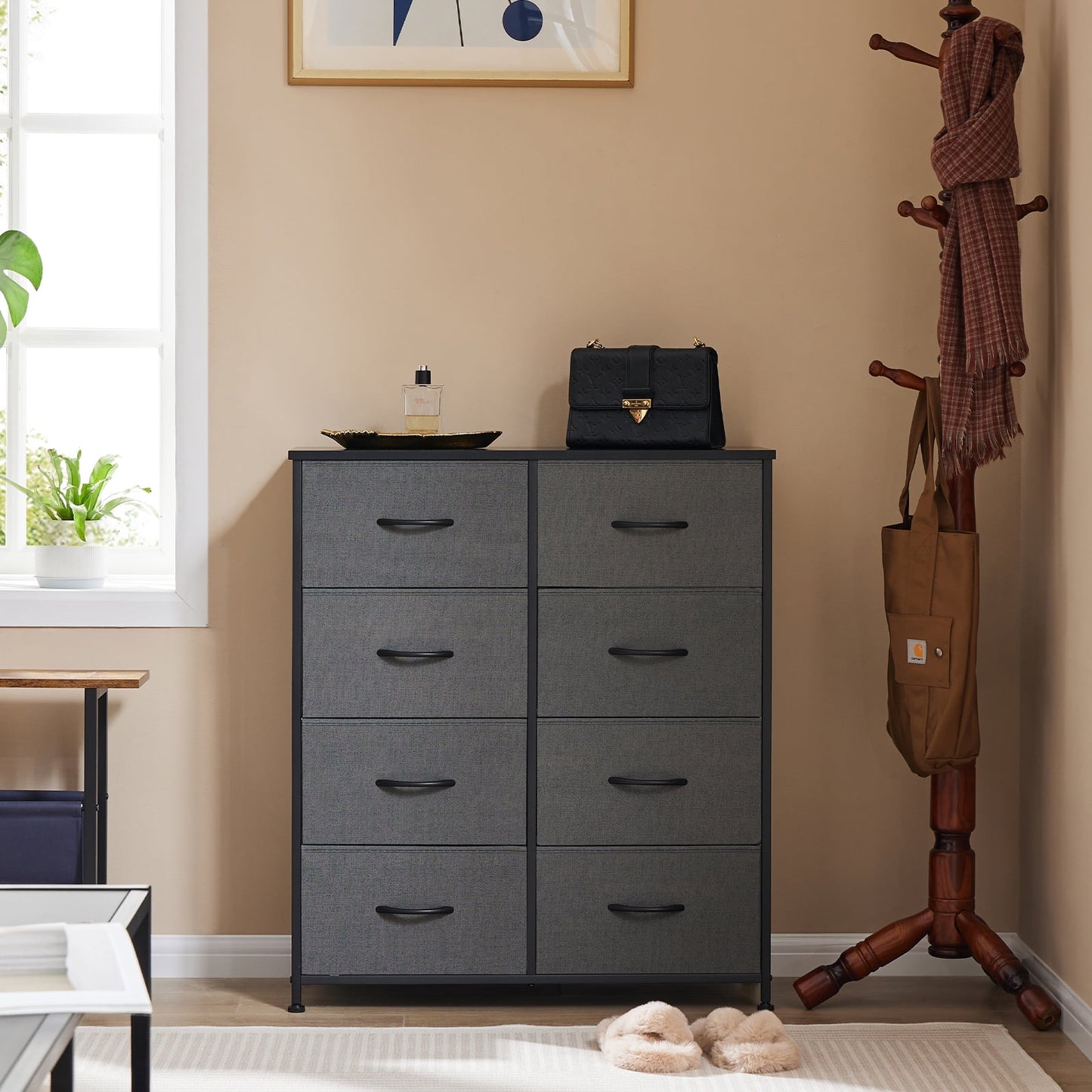 MAYEERTY Tall 8 Drawer, Fabric Storage Tower-Organizer Unit for Bedroom, Living Room, Gray