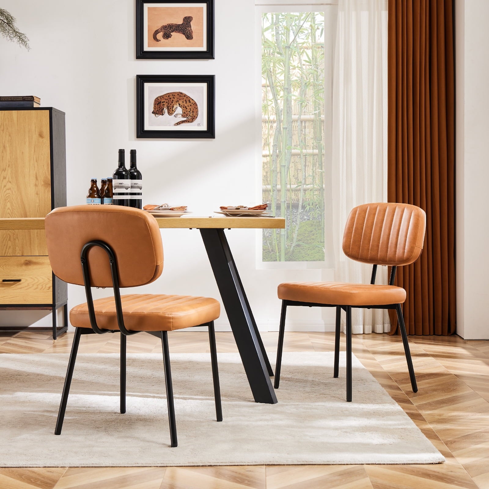 MAYEERTY Upholstered Dining Chairs, Mid Century Modern Dining Room Chairs for Vanity For Living Room Set of 2