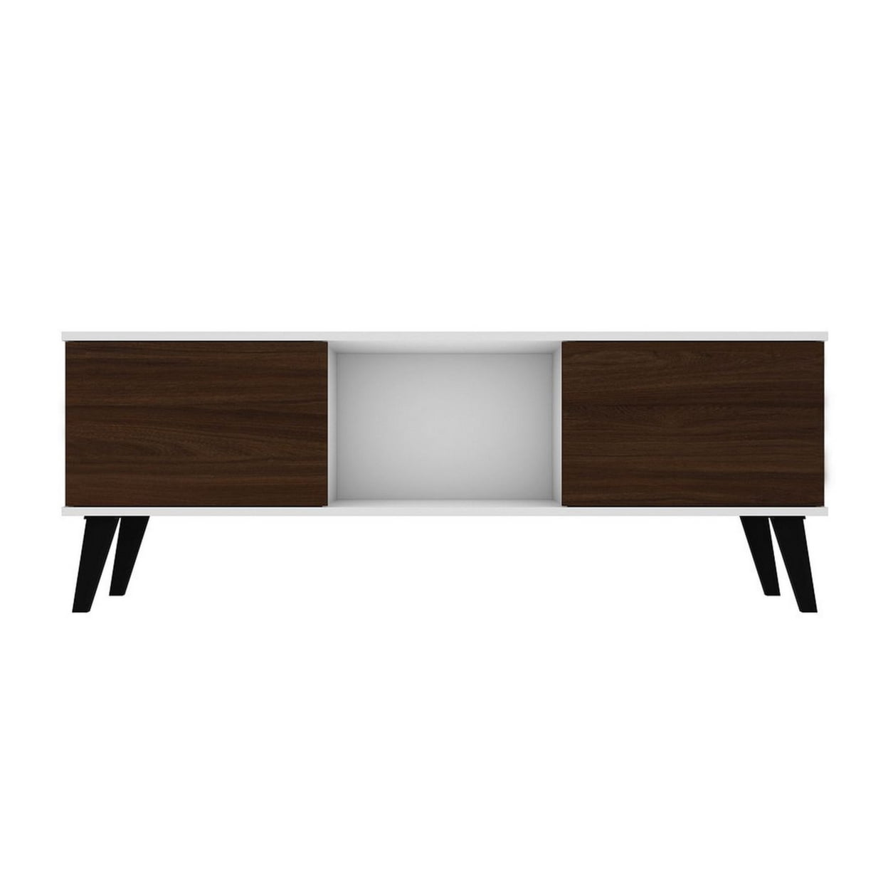 Doyers 53.15 Mid-Century Modern TV Stand in White and Nut Brown