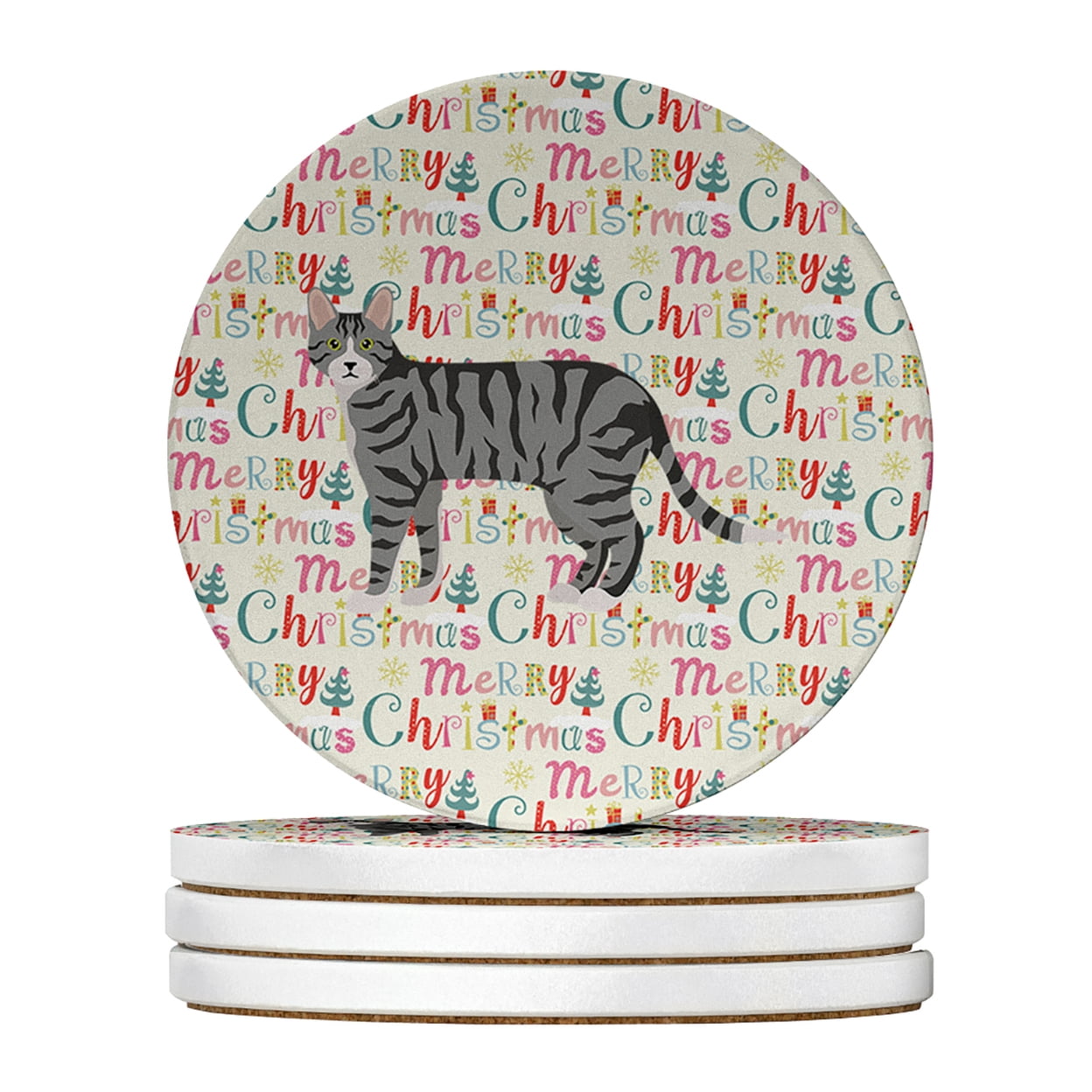 Dragon Li #1 Cat Christmas Large Sandstone Coasters Pack of 4 4 in x 4 in