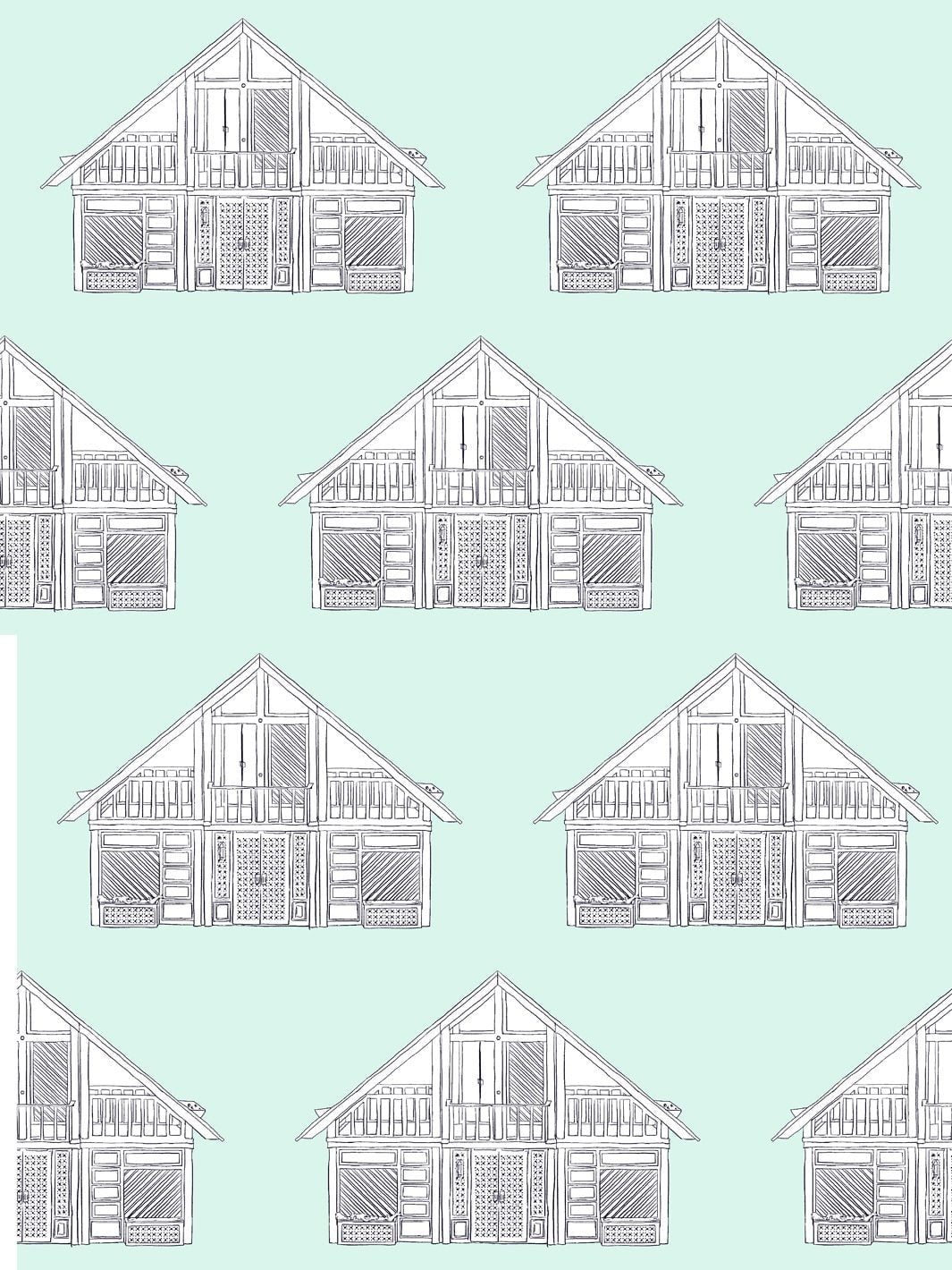 Dreamhouse Classic Removable Vinyl Wallpaper by Barbie - Robins Egg