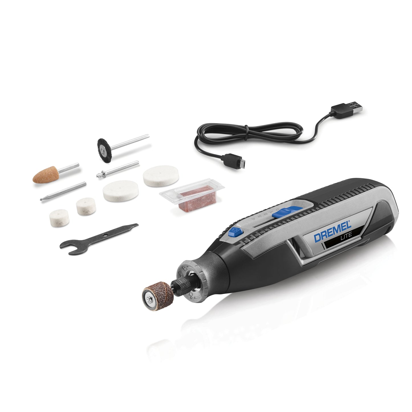 Dremel Lite 7760-N/10W 4V-Cordless Variable Speed Rotary Tool with Integrated 2Ah Li-Ion Battery, & 10 Rotary Tool Accessories