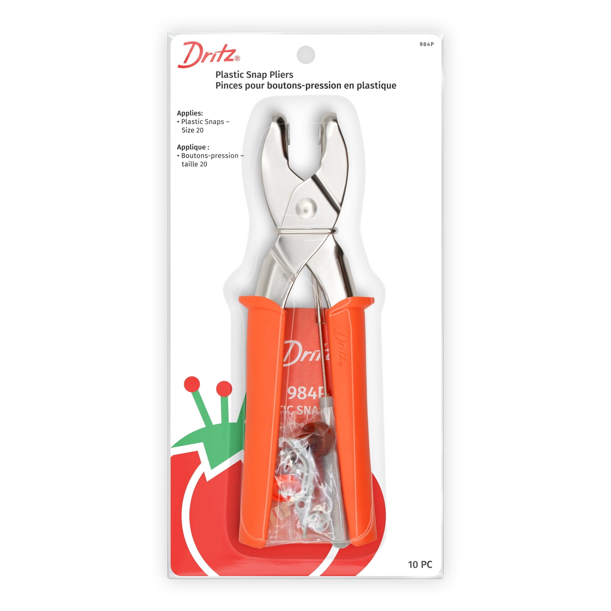 Dritz Plastic Snap Pliers for Size 20 Snaps, Orange