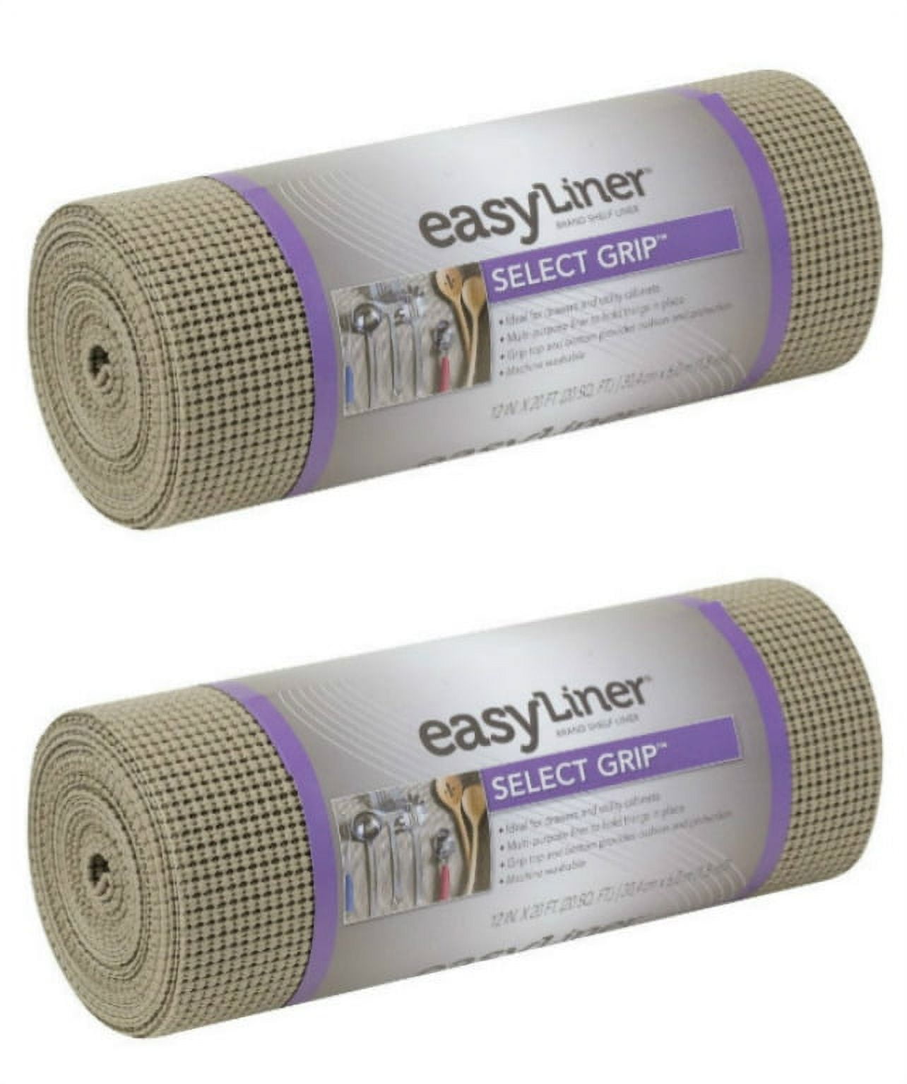 Duck Brand 1100731 Select Grip Easy Non-Adhesive Shelf Liner 12-Inch x 20-Foot, Brownstone, 2 Pack