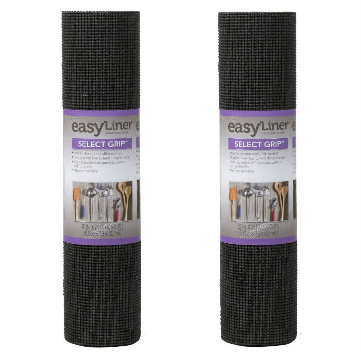 Duck Brand 281876 Select Grip Easy Non-Adhesive Shelf Liner 20-Inch x 24-Foot, Black, 2 Pack