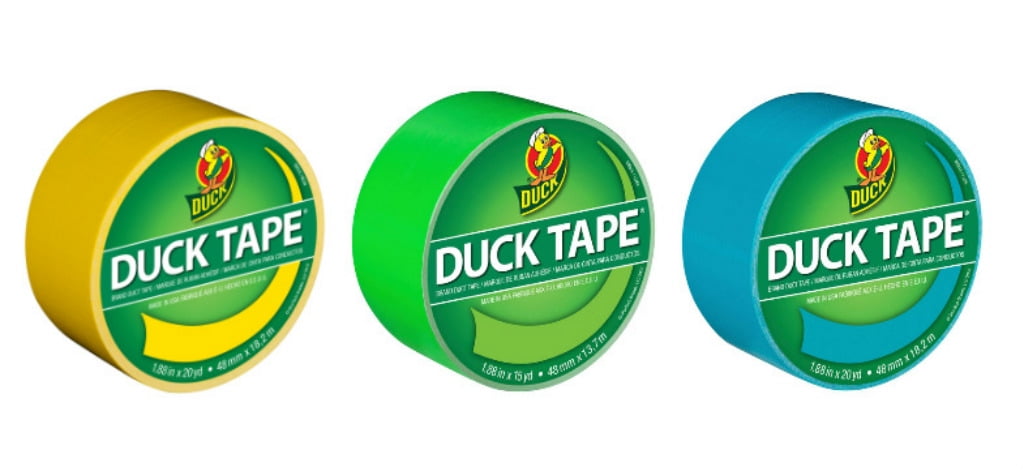 Duck Brand Duct Tape Color Trends Cool Combo 3-Pack, Yellow, Green and Aqua, 55 Yards Total