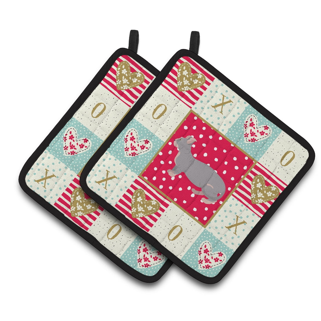 Dwelf #1 Cat Love Pair of Pot Holders