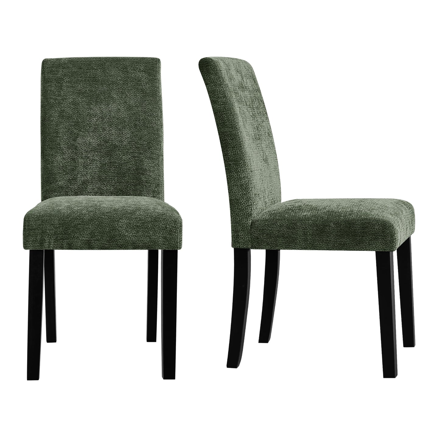 DyFun Chenille Upholstered Dining Chairs Set of 2 for Kitchen Dining Room or Apartment Living, Green