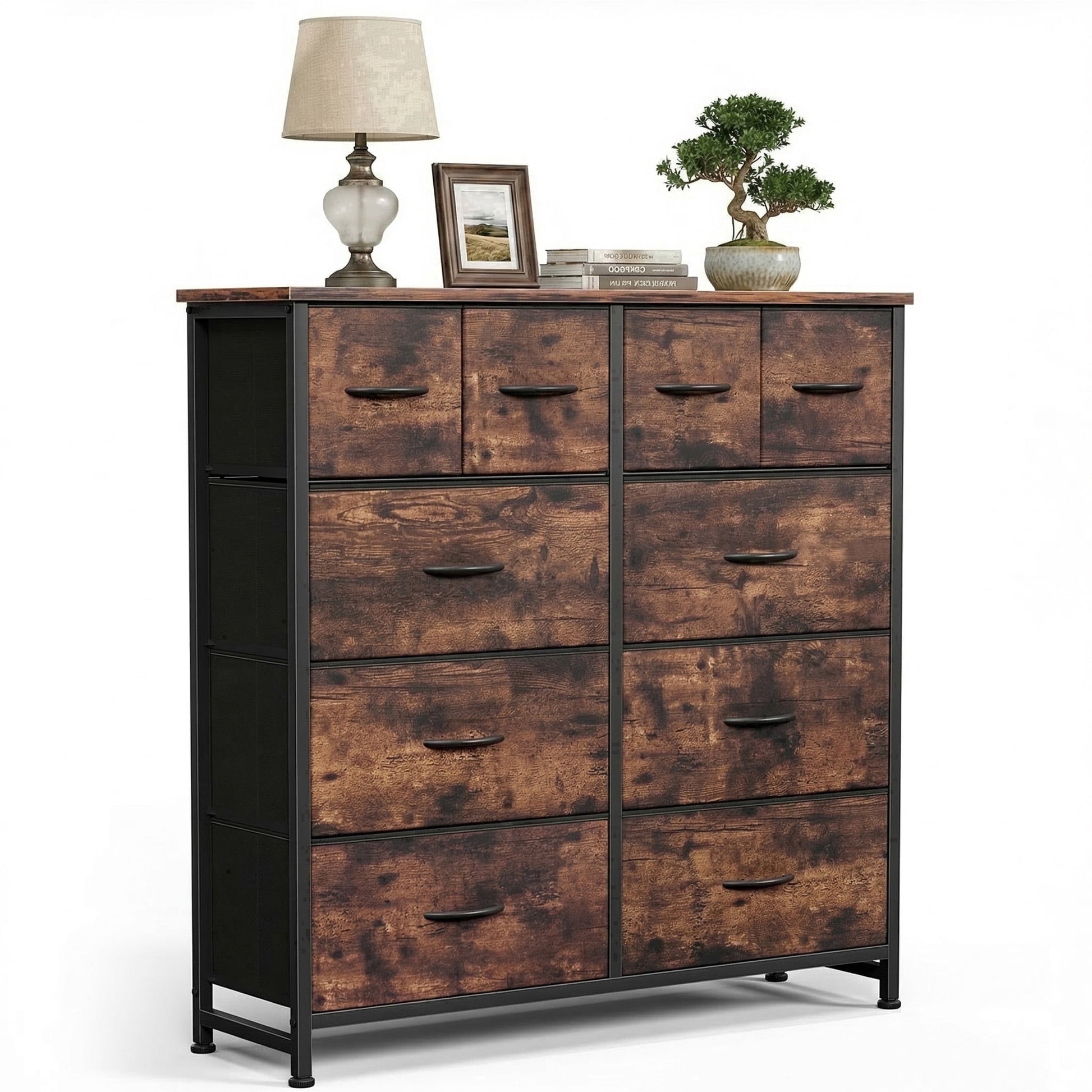 edx 10 Drawers Fabric Cabinet, Clothes Storing, Storage Tower Organizer for Bedrooms, Entryways, Rust