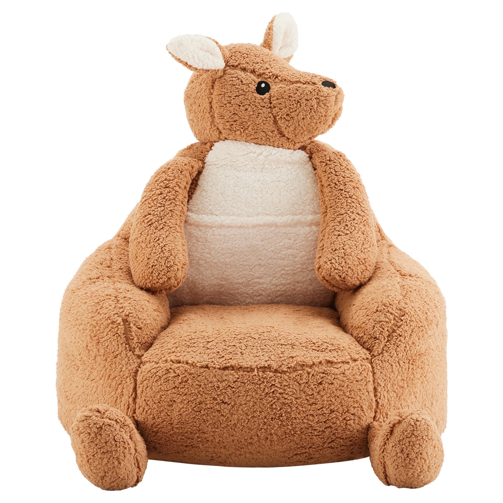 EDX 31Inch Kangaroo-Shaped Bean Bag Chair, Mini Cute Cartoon Sofa Soft Fabric Bean Bag Sofa for Living Room, Playroom, Brown