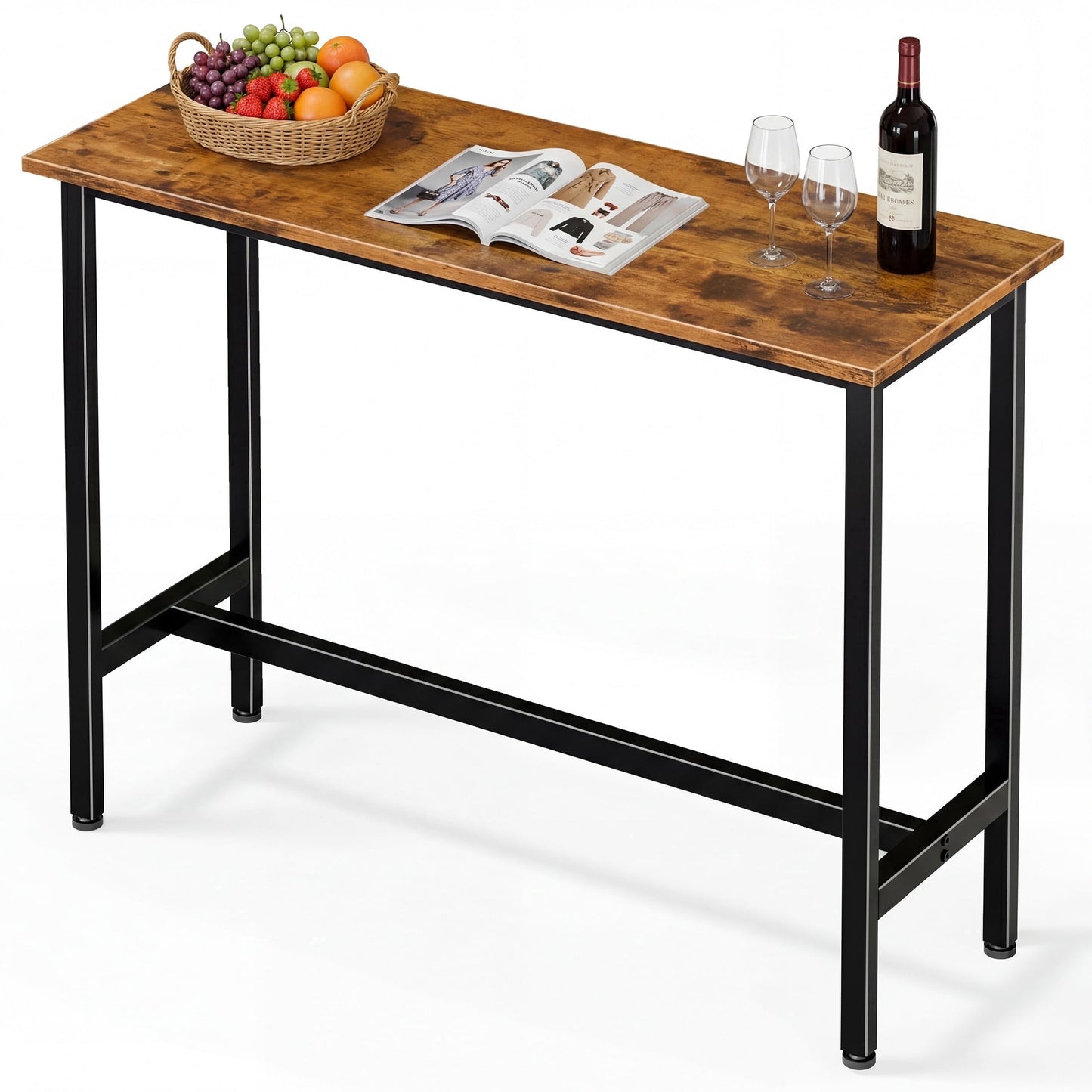 EDX 44 Inch Bar Table, Bar Height Pub Table, Counter Height Bar Table, Rectangular High Top Coffee&Dining Table, for household, Rust
