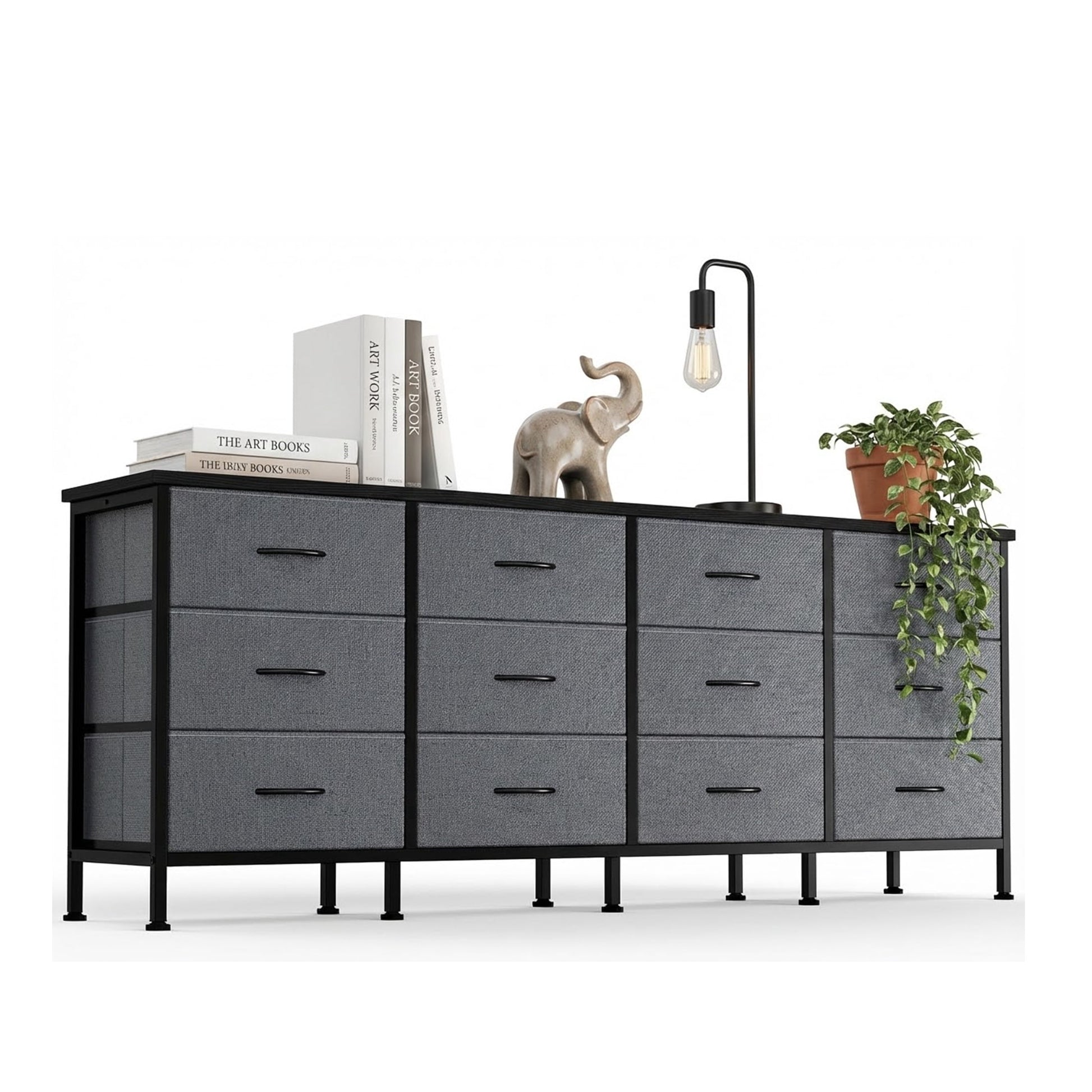 edx 5 Drawers TV Stand Dresser for 45" TV, Media Console with Charging Station & 2 Shelves, Storage Organizer for Bedroom Living Room, Rustic Brown
