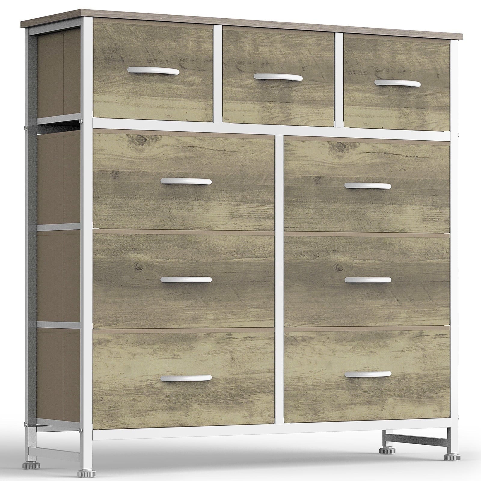 edx 9 Drawers Fabric Dresser for Bedroom, Drawer Organizer Storage Cabinet for Closet, Clothes, TV Stand, Oak