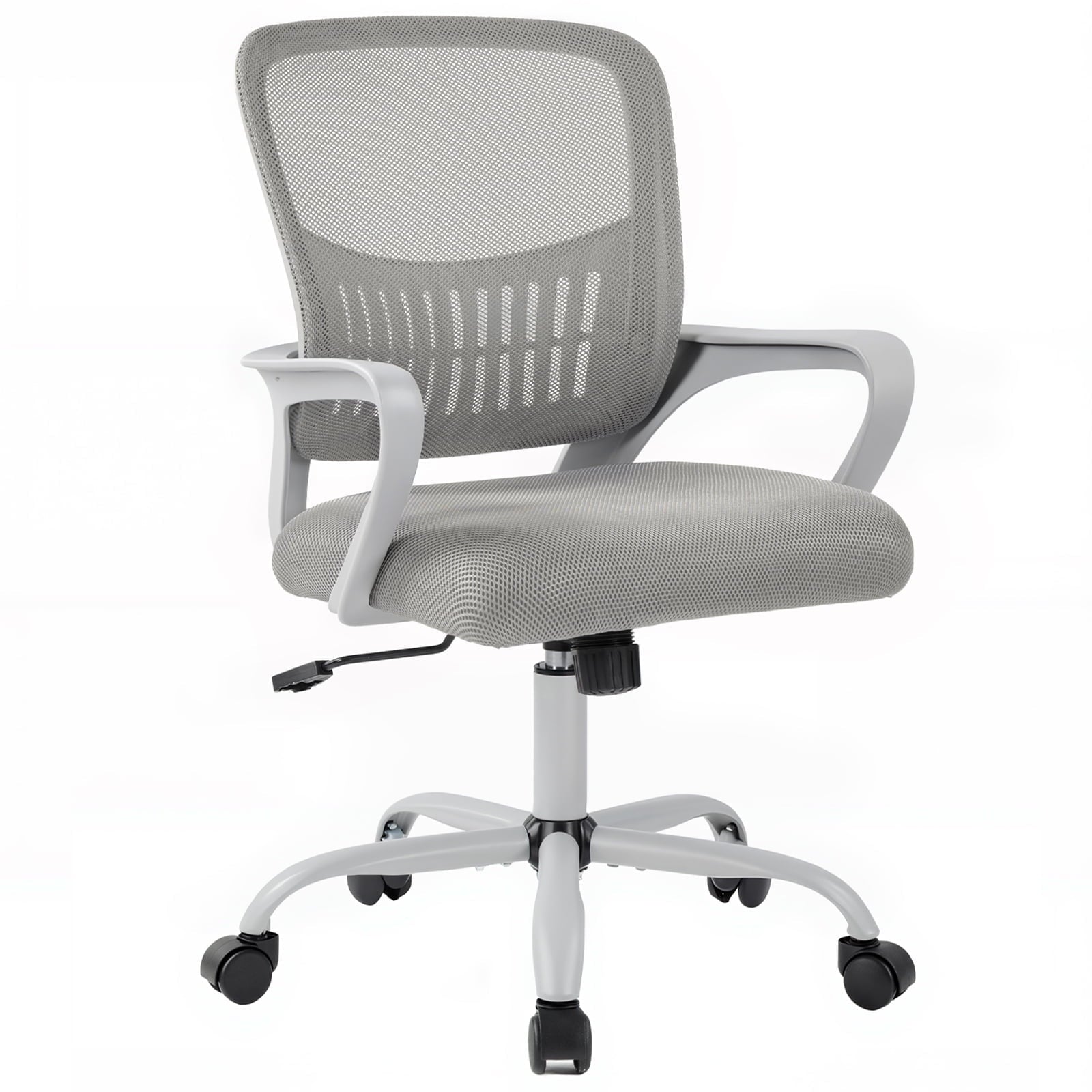 EDX Desk Chair with Ergonomic Lumbar Support, Fixed Armrests & Removable Footrest - 250lbs Capacity, Suitable for Home, Office, Bedroom, Gray