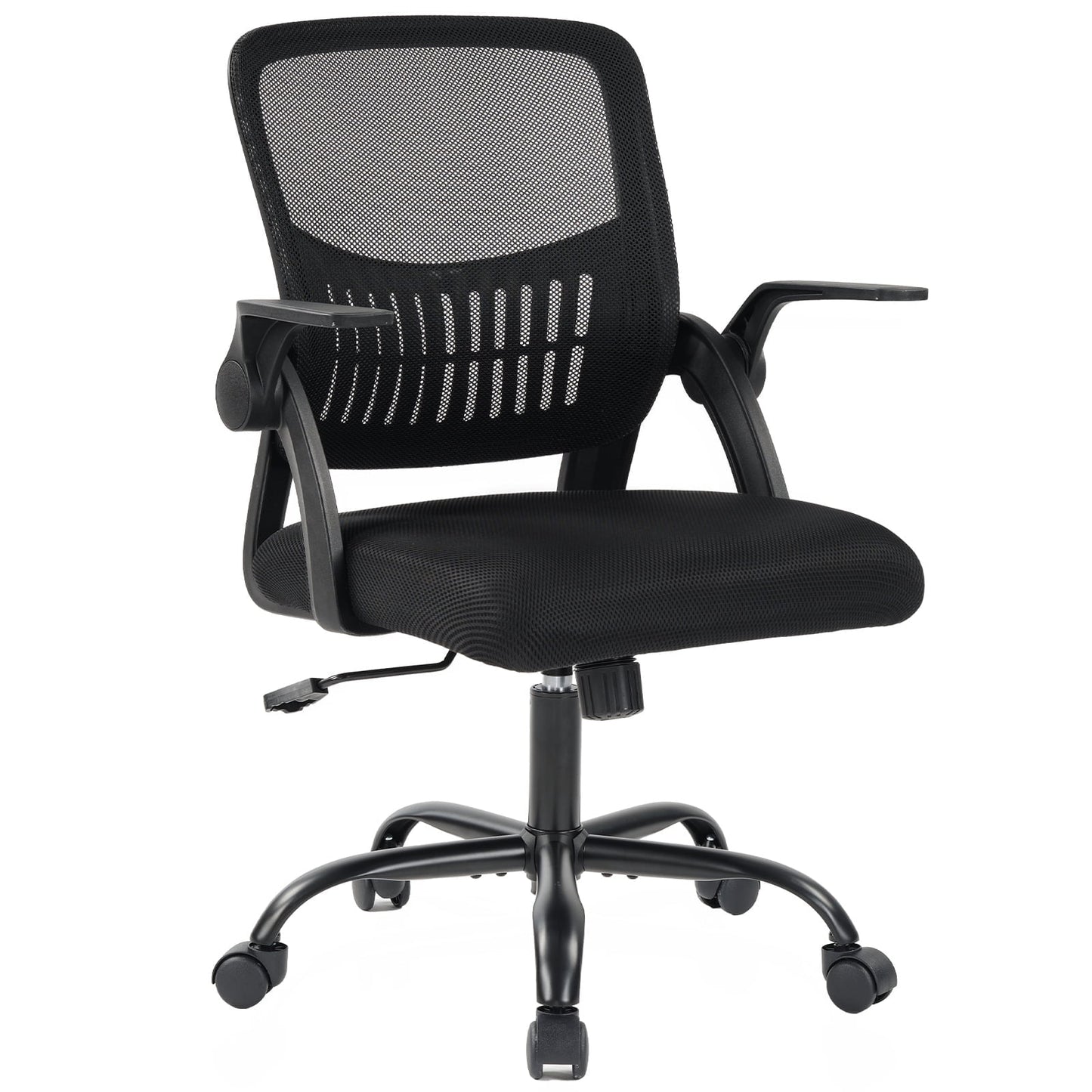 EDX Desk Chair with Ergonomic Lumbar Support, Flip-Up Armrests & Removable Footrest - 250lbs Capacity, Suitable for Home, Office, Bedroom, Black