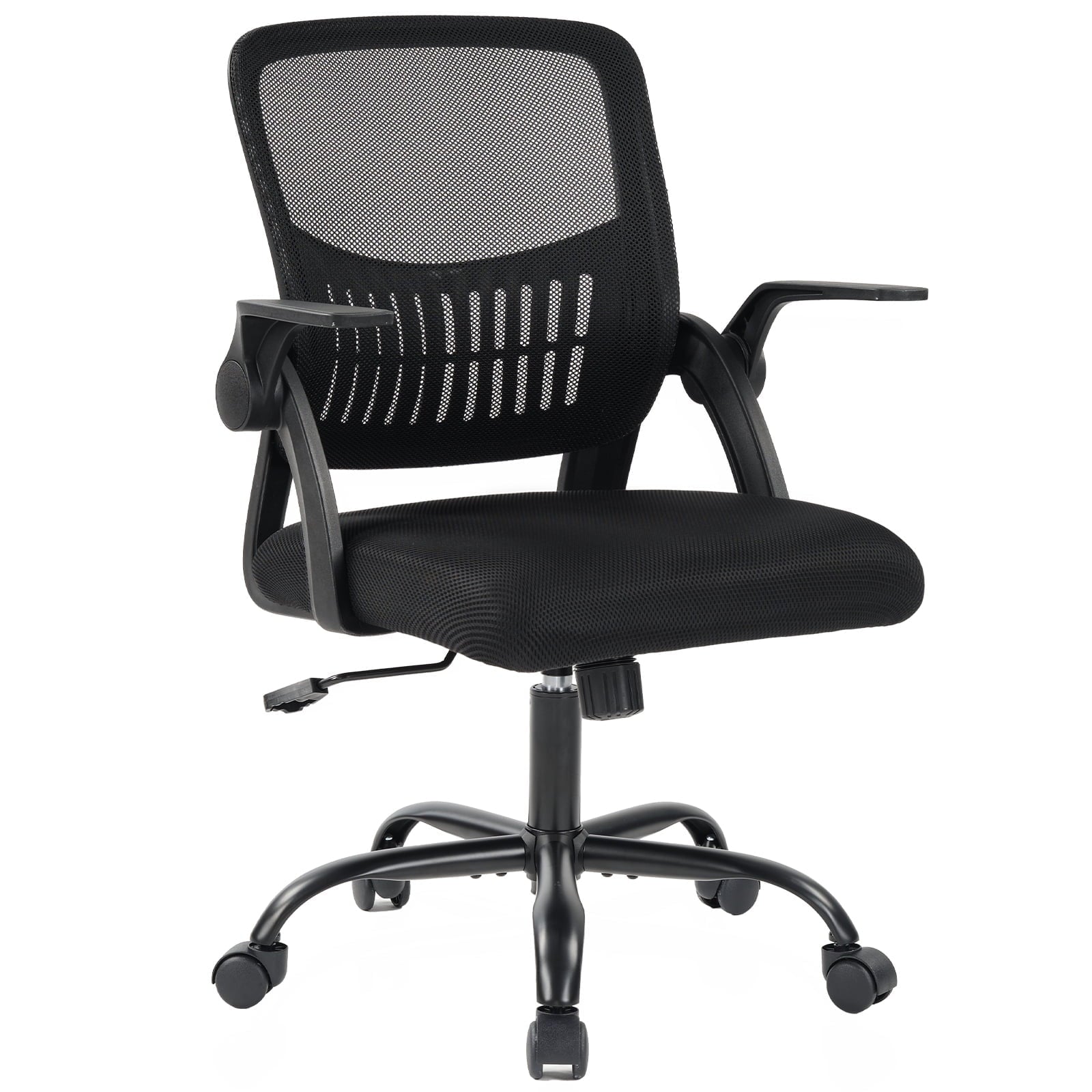 EDX Desk Chair with Ergonomic Lumbar Support, Flip-Up Armrests & Removable Footrest - 250lbs Capacity, Suitable for Home, Office, Bedroom, Black