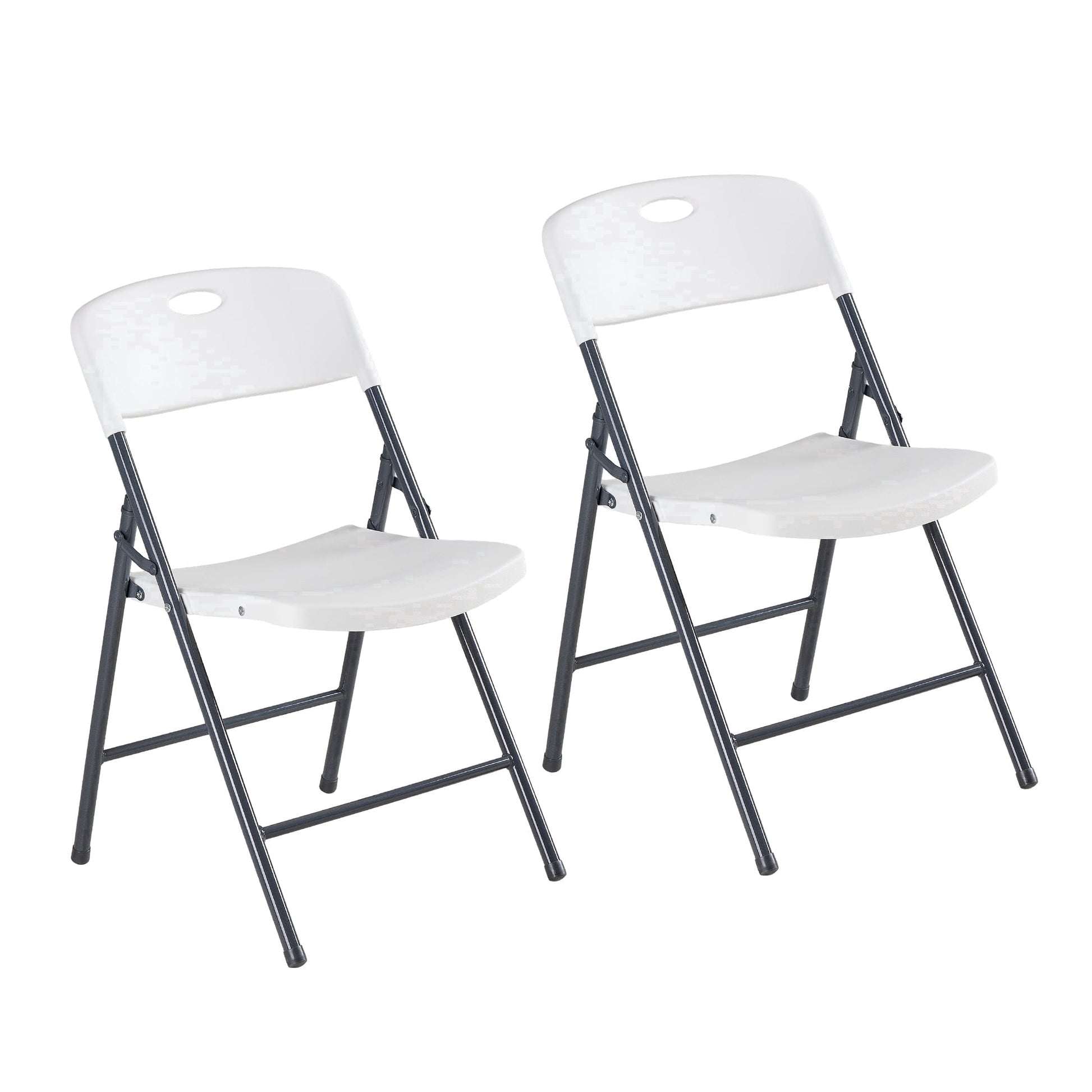 EDX 2 Pack Folding Chairs with Ergonomic Back, Heavy Duty Plastic Stackable Portable Folding Chairs, Weight Capacity 330 Lbs, For Home, Office, Events, White