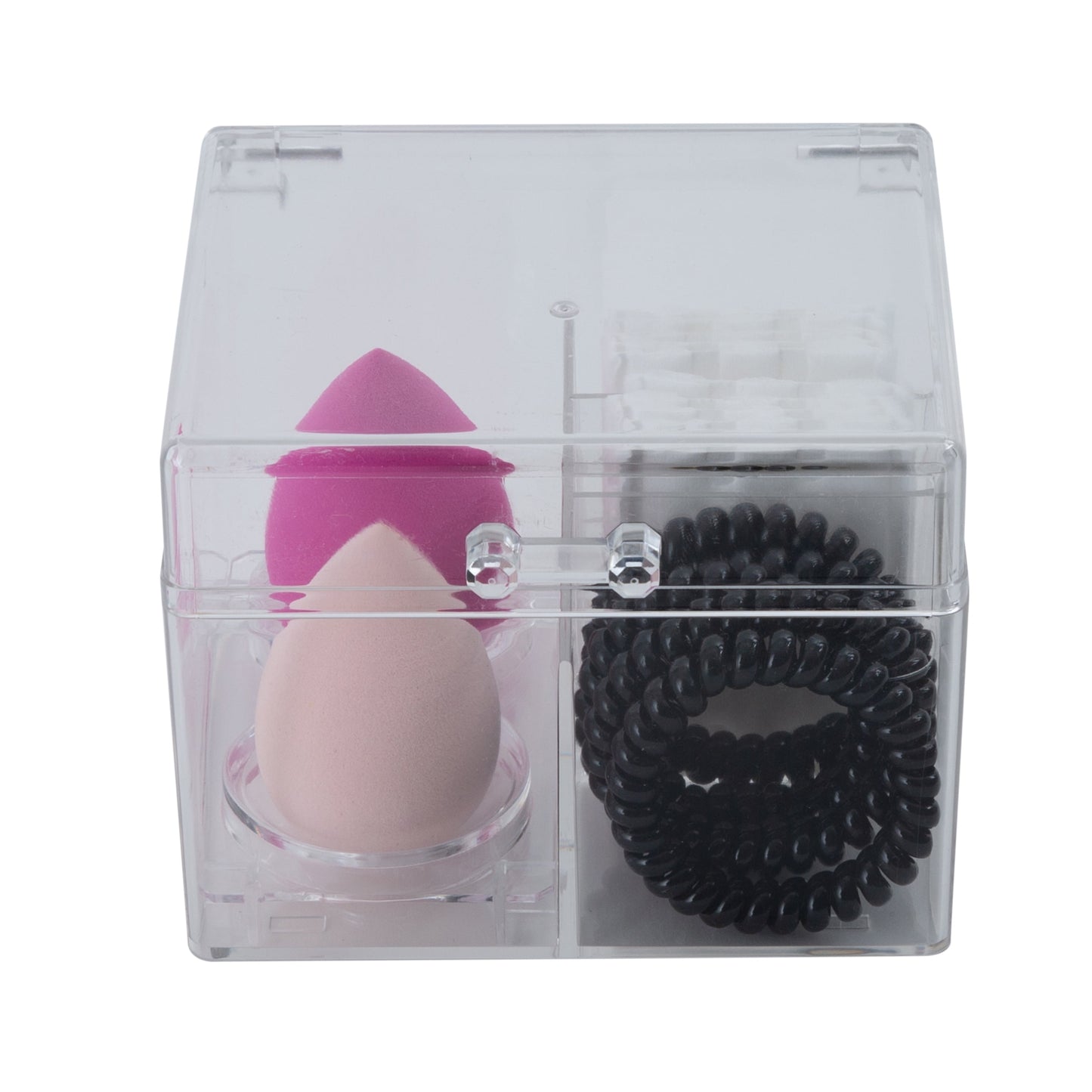 ELLE Paris 4 Compartment Lidded Beauty Essentials Makeup Organizer Set in Clear