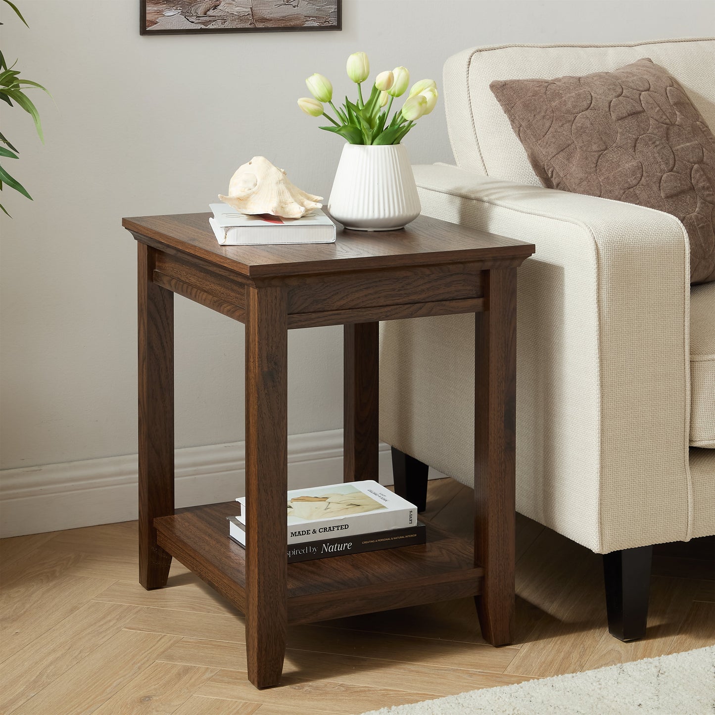 Mainstays Traditional End Table, Walnut Finish