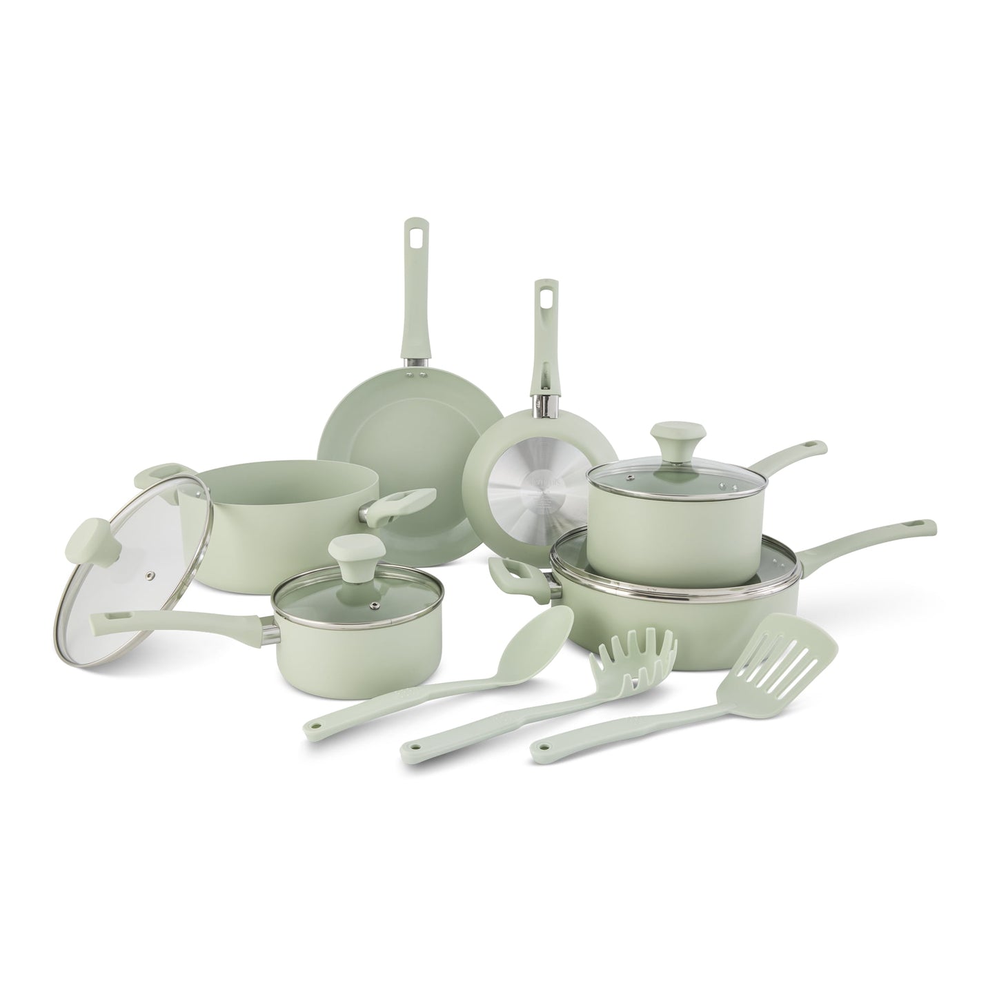 Elements by Thyme & Table 13-Piece Ceramic Non-Stick Cookware Set - Green