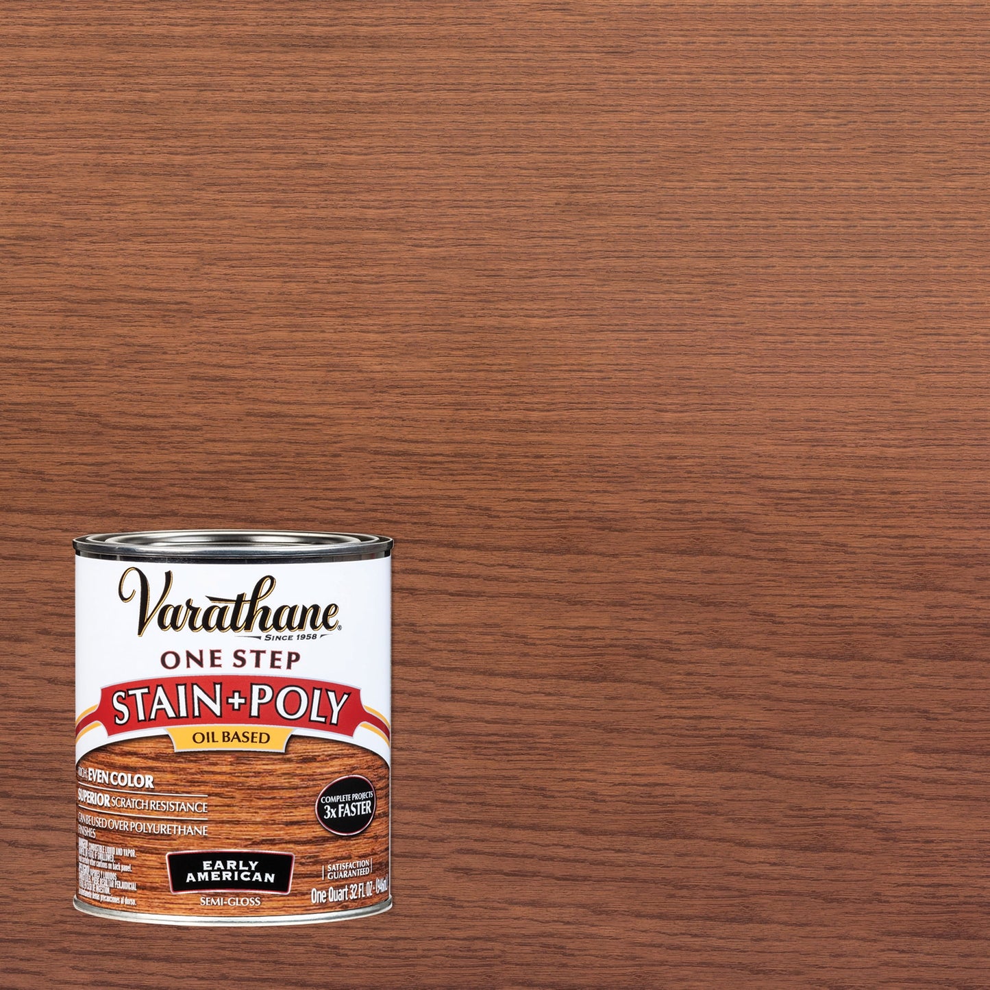 2 Pack, Early American, Varathane Stain + Polyurethane Oil-Based, Semi-Gloss -225249H, Quart