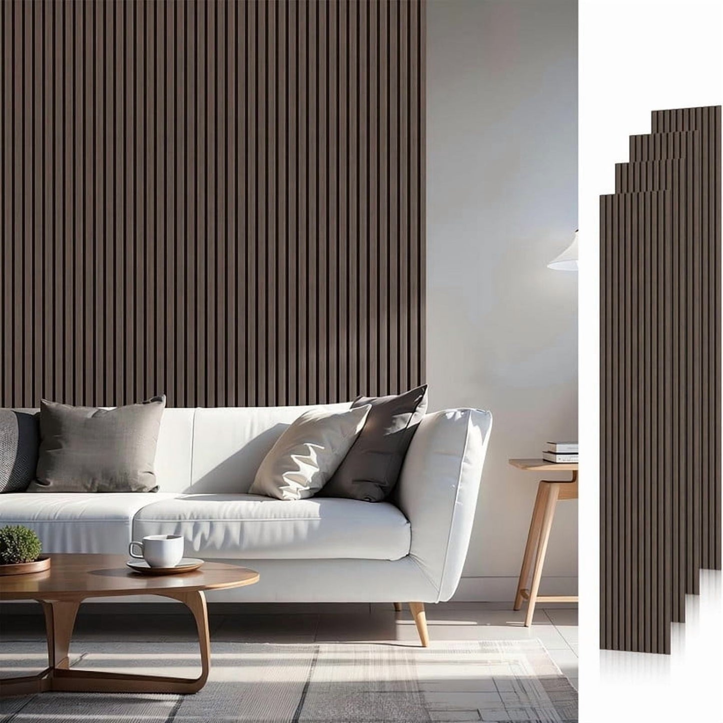 Easy4Home 4Pcs 94.5" x 12.6" Wood Slat Acoustic Panels Soundproof Wall Panels,Walnut