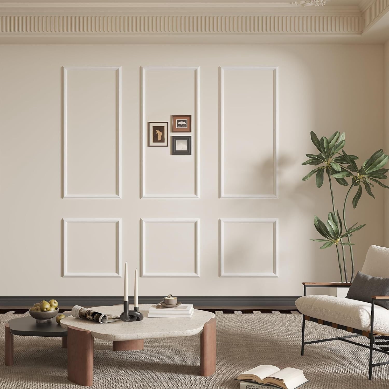 Easy4Home 6-Set Wall Molding Kit Pre-Cut Ready to Assemble Wainscoting Panels for Interior Wall Decor