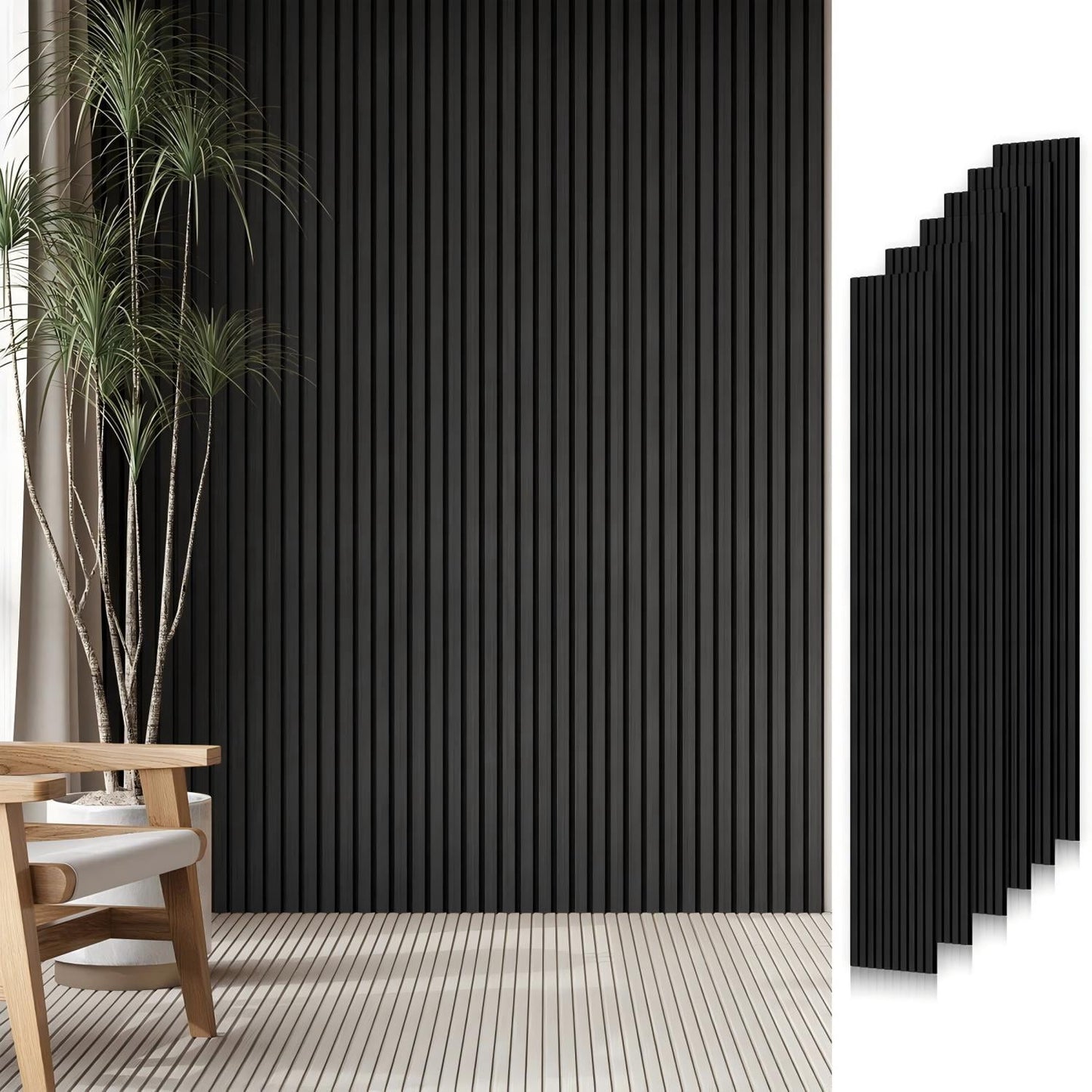 Easy4Home 6Pcs Wood Soundproof Wall Panels 94" x 7.9" Wood Slat Acoustic Panels,Walnut