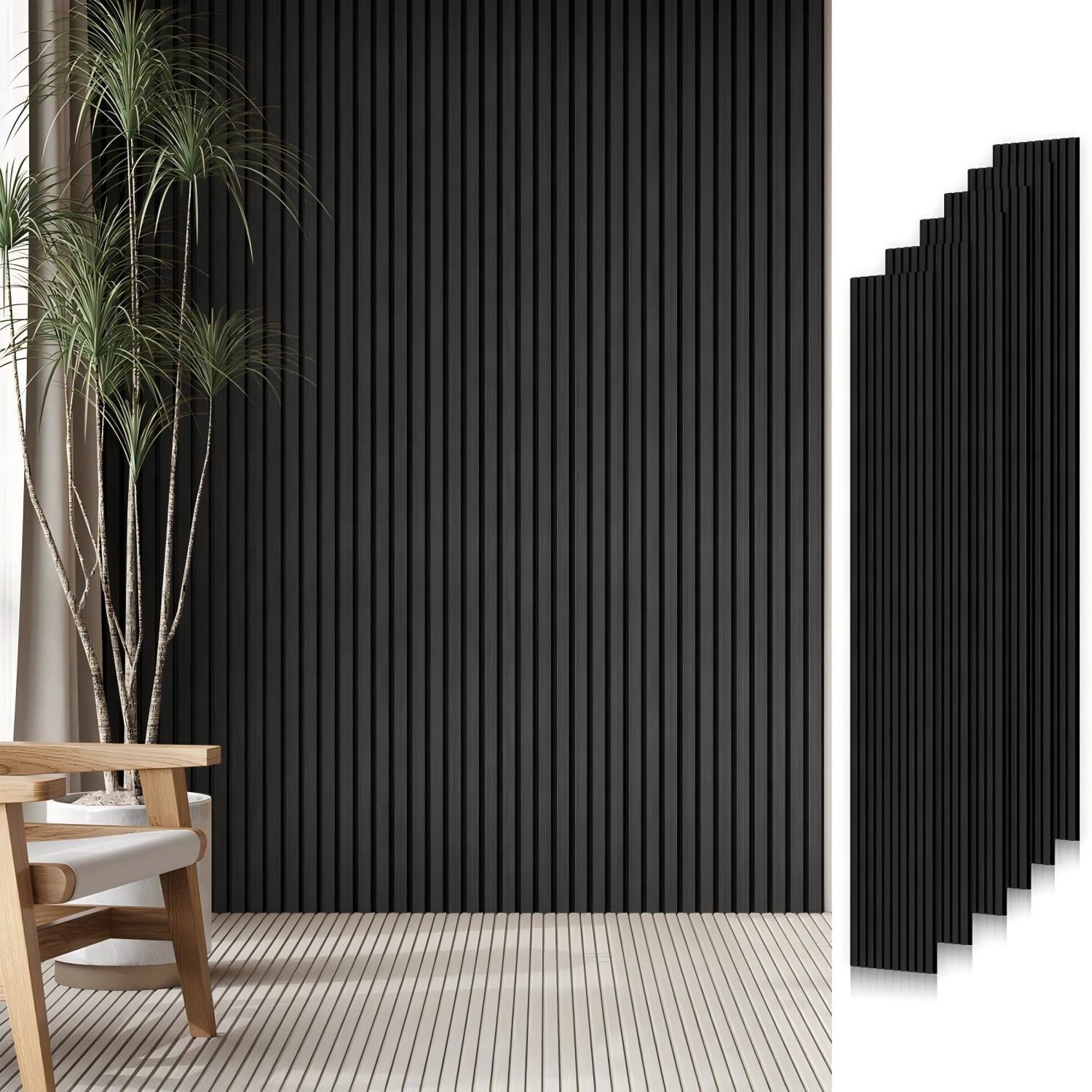 Easy4Home 6Pcs Wood Soundproof Wall Panels 94" x 7.9" Wood Slat Acoustic Panels,Walnut
