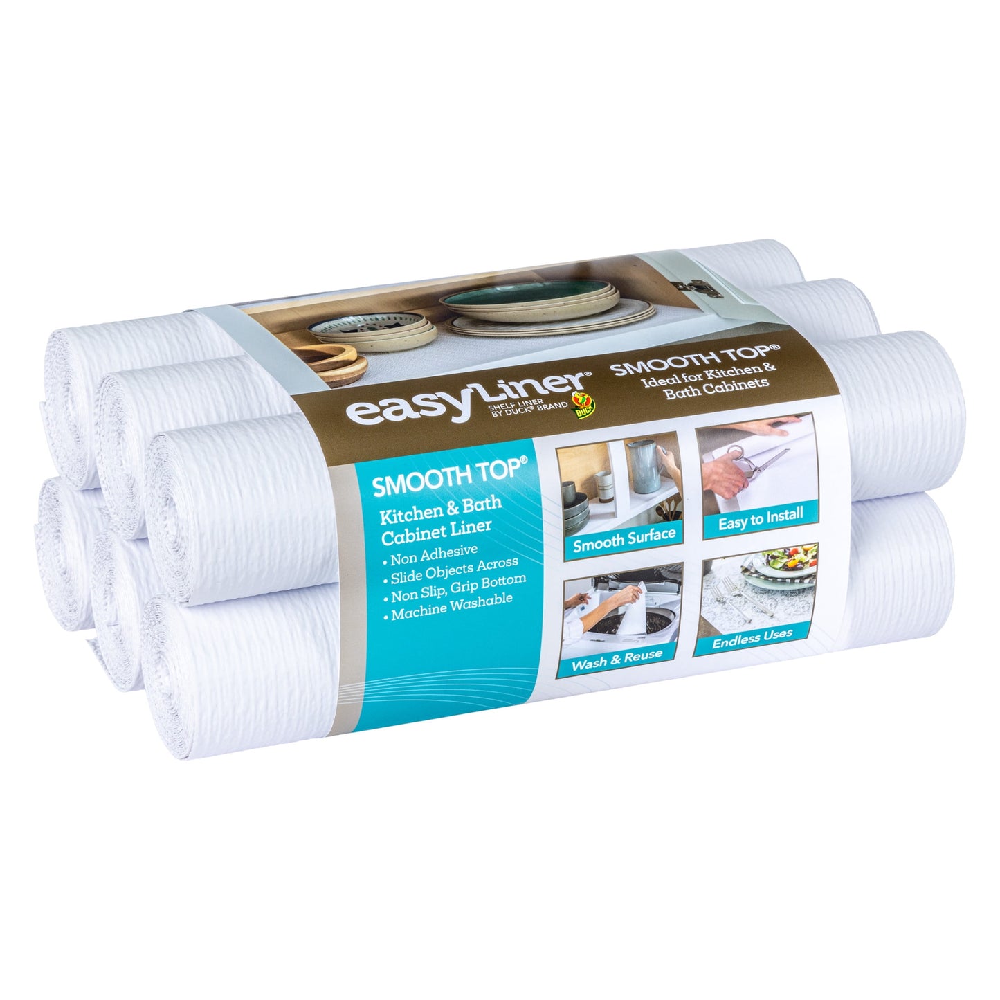 Smooth Top EasyLiner Shelf Liner, White 12" x 10' 6 Rolls