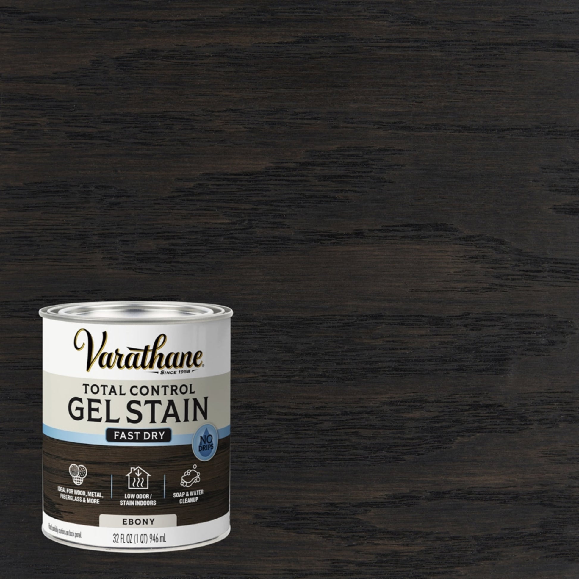 American Walnut, Varathane Total Control Gel Stain Water-Based Wood Stain-396055, Quart