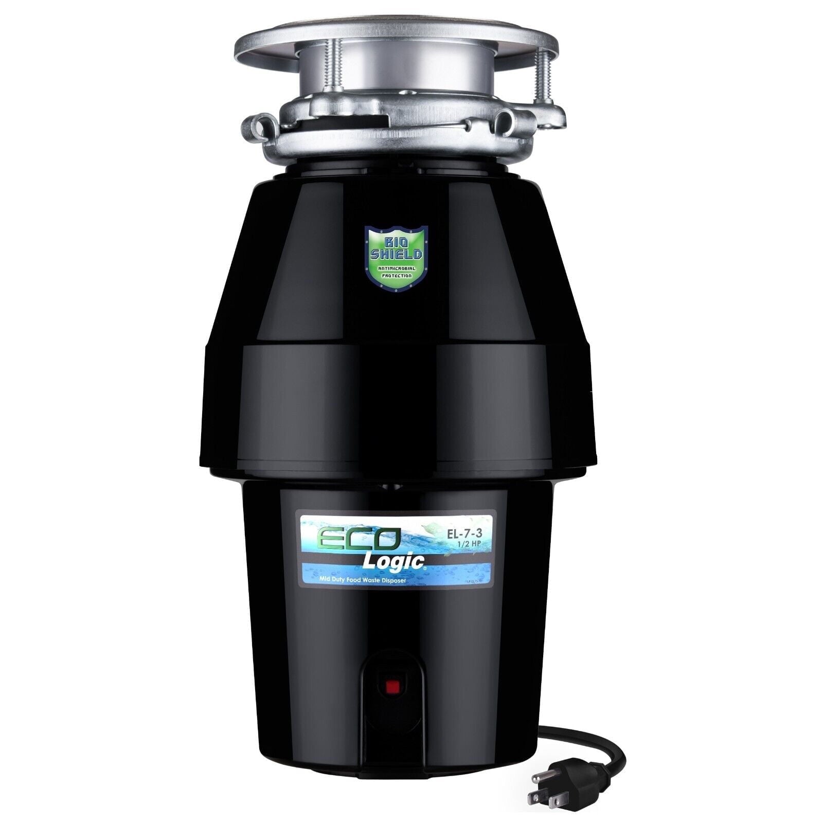 Eco Logic 1/2 HP Garbage Disposal with Attached Power Cord, Removable Splash Guard
