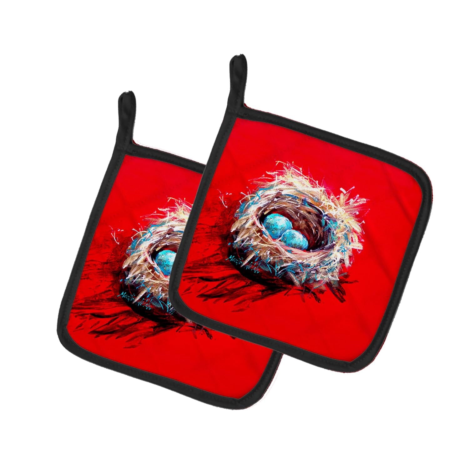 Egg-Stra Special Bird Nest Pair of Pot Holders 7.5 in x 7.5 in