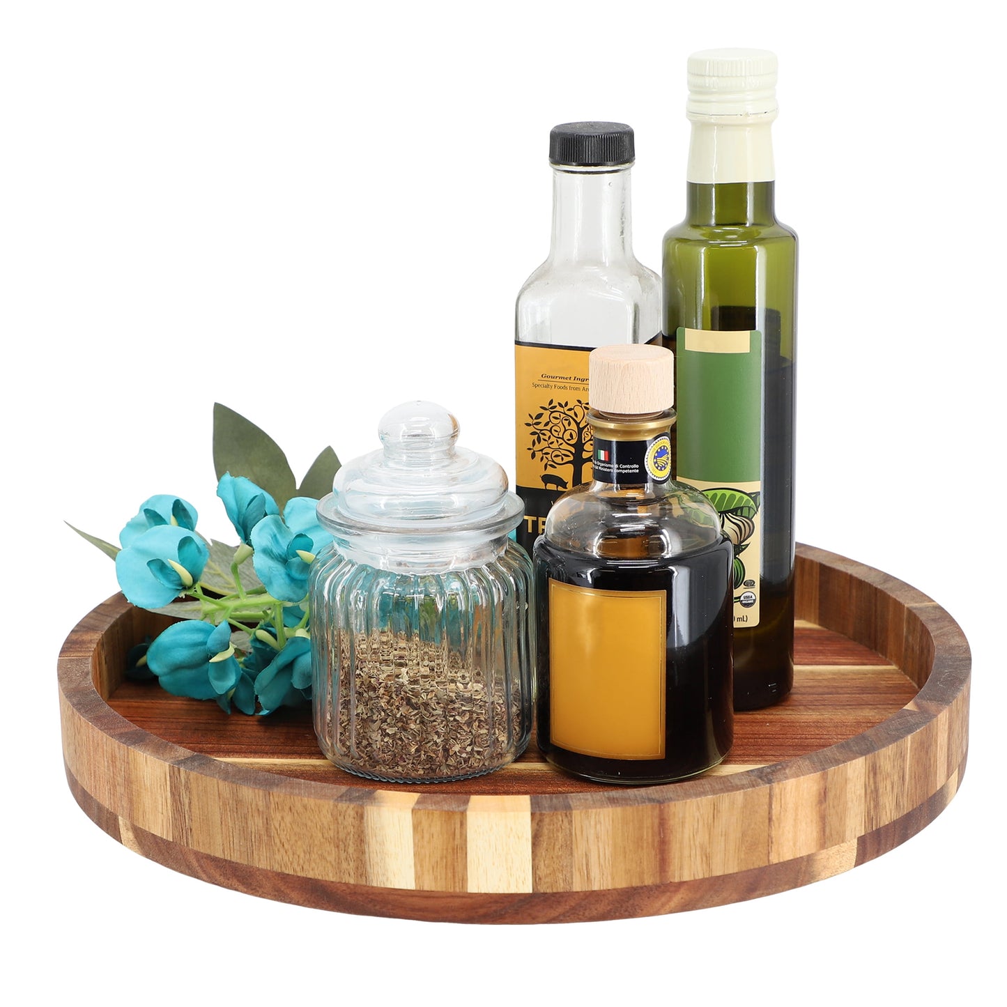 Elama 13 Inch Acacia Wood Lazy Susan Tray